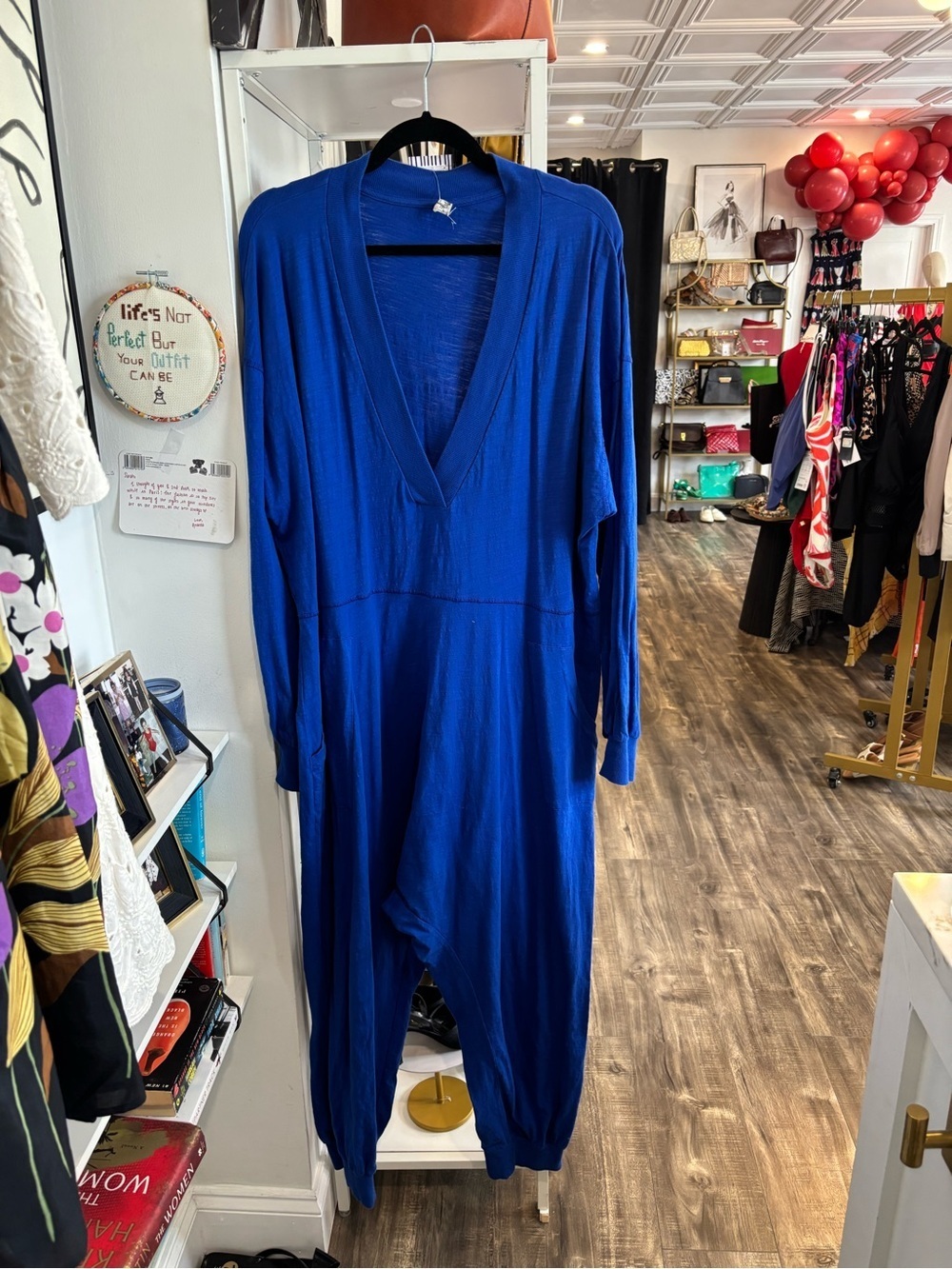Intimately free people just because Relaxed V-Neck Royal Blue Women’s Jumpsuit